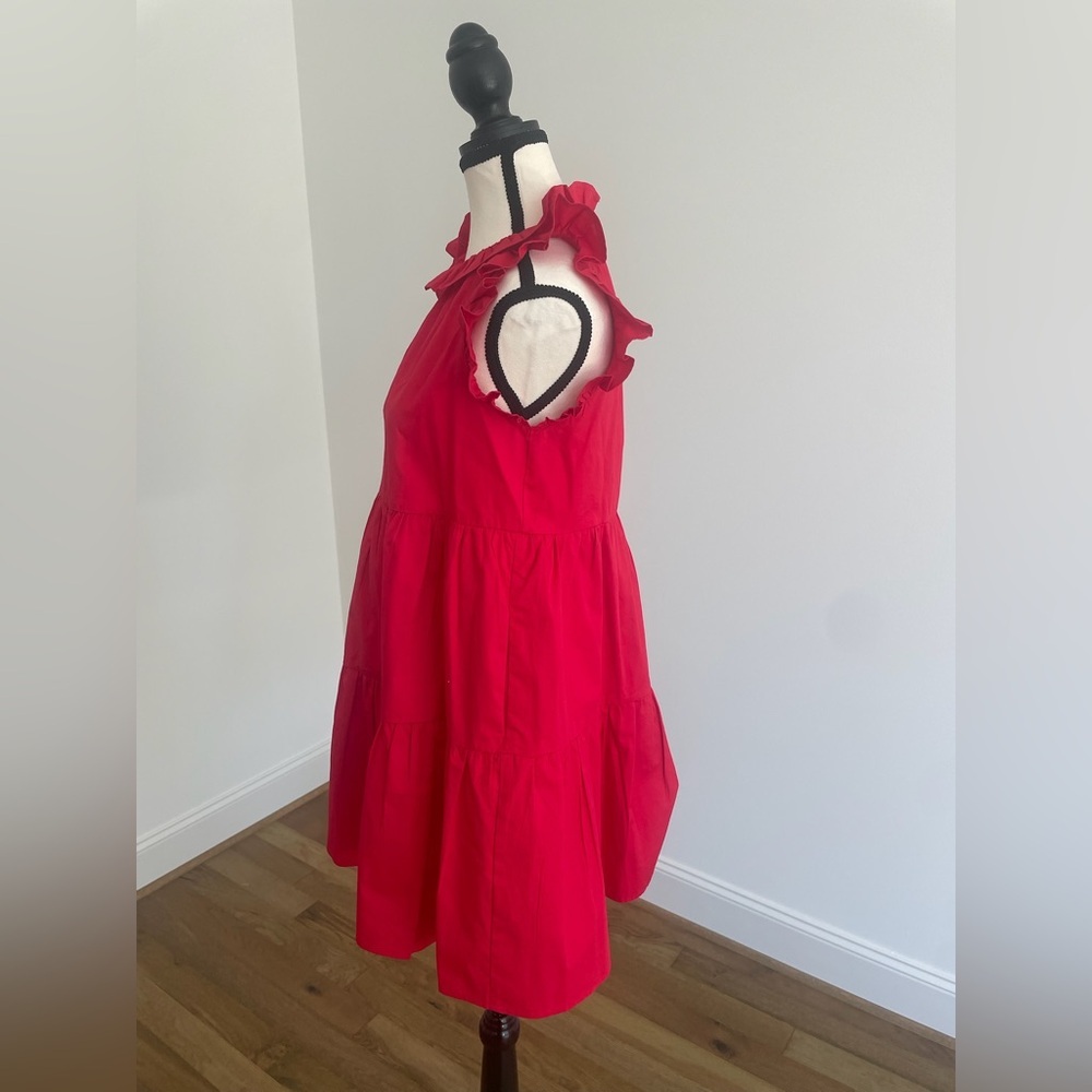 TCEC Red Ruffle Mini Dress, Size Small - Picture 4 of 14